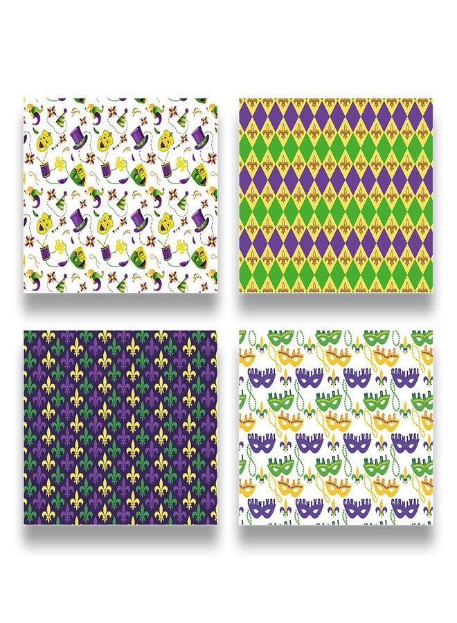 Geluode Mardi Gras Masquerade Party Wrapping Papers For Carnival Holiday, Masquerade Party and Birthday, 4 Sheets 4 Styles Fleur-de-lis, Diamond, Mask, Blindfold Design, Folded Flat 20x28 Inch Per Sheet - Image 3